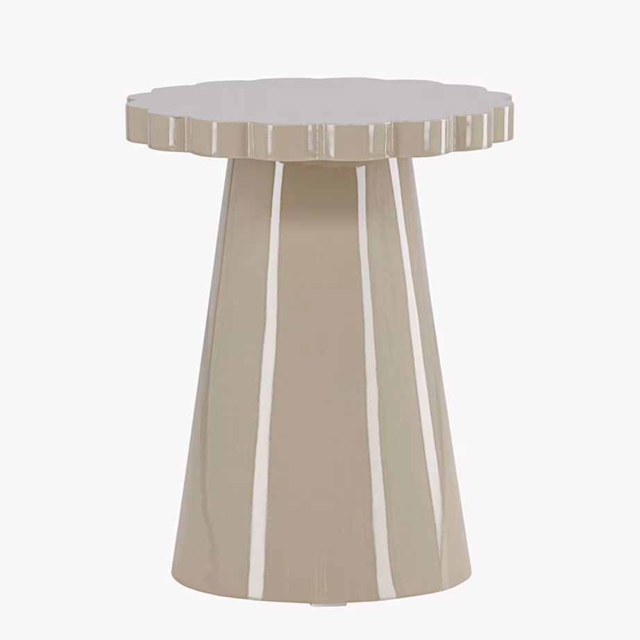 Beež lainelise servaga abilaud Krull (MDF, ø45 cm), 62346-999 – 7