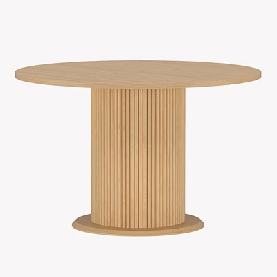 Ümmargune söögilaud Reko, loodustoonis MDF, ø120 cm - 62354-107