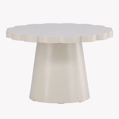 Beež ümmargune lainelise servaga diivanilaud Krull - 63347-999