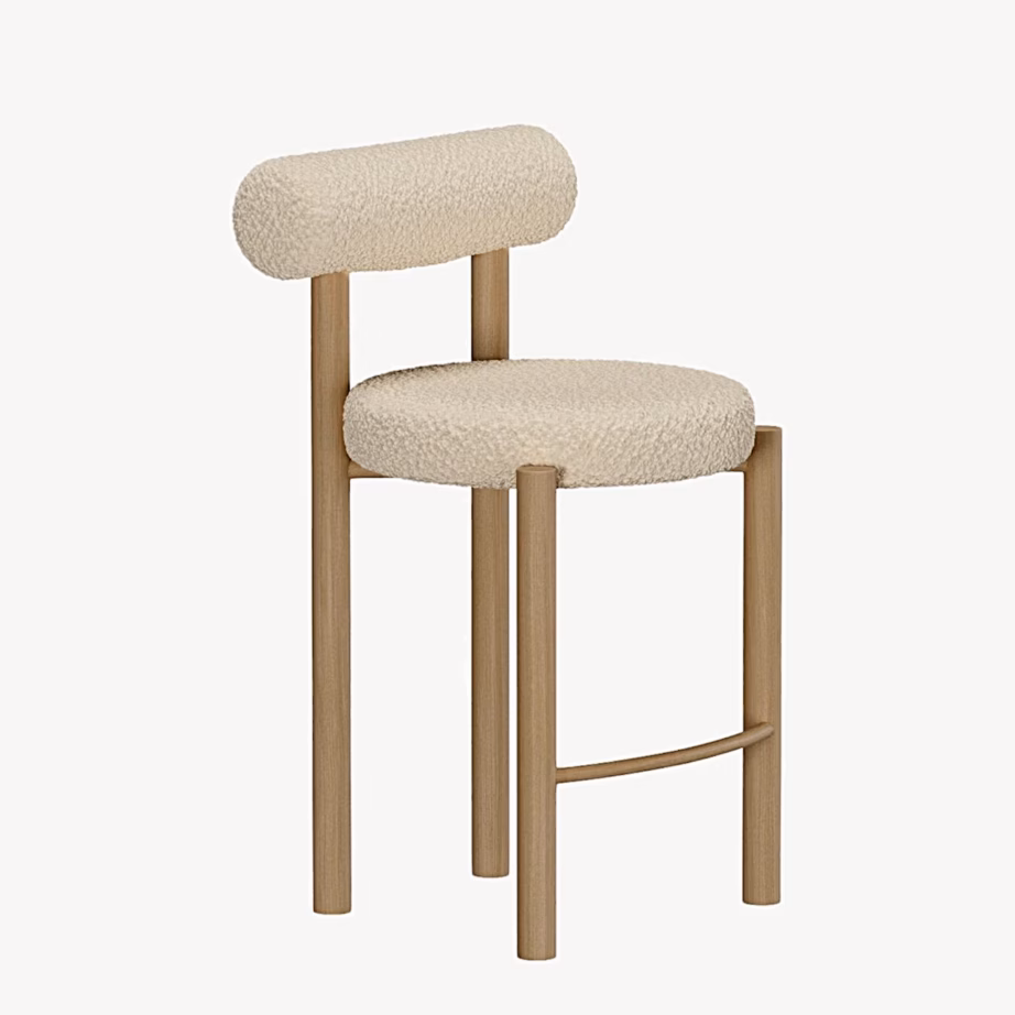 Baaritool Tillo, valge buklee ja puiduimitatsiooniga raam, 63361-222 – 2