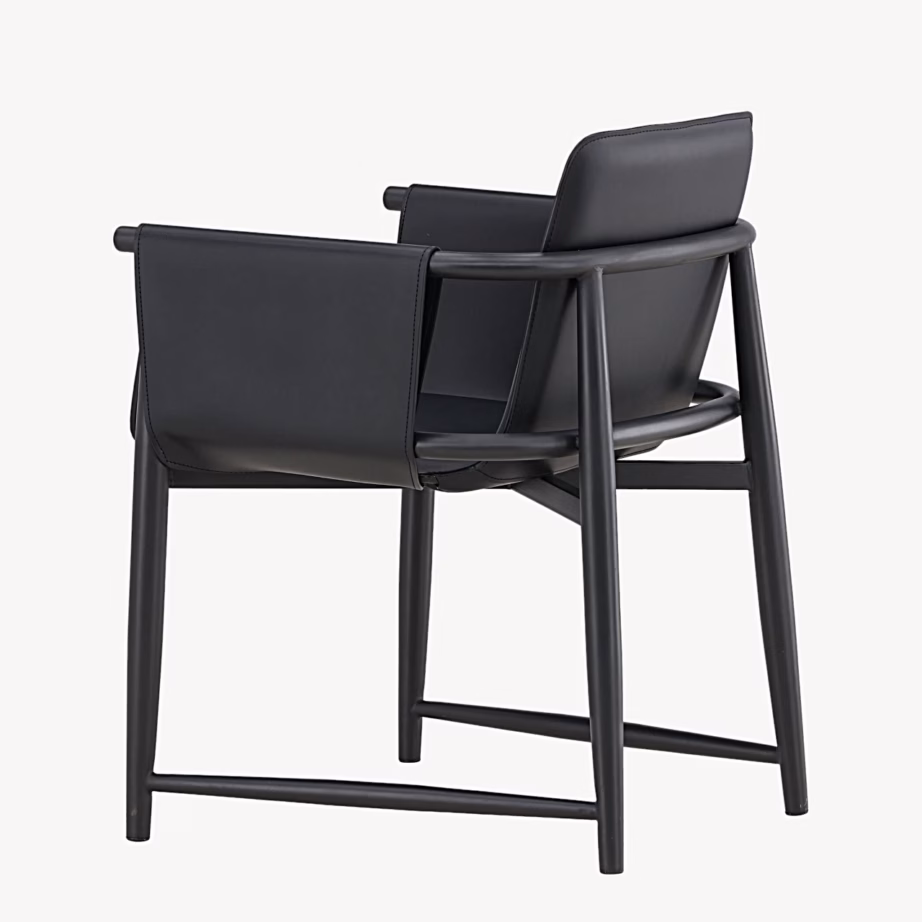 Mustast kunstnahast metallraamiga käetugedega söögitool Bjäre, 63366-100 – 5