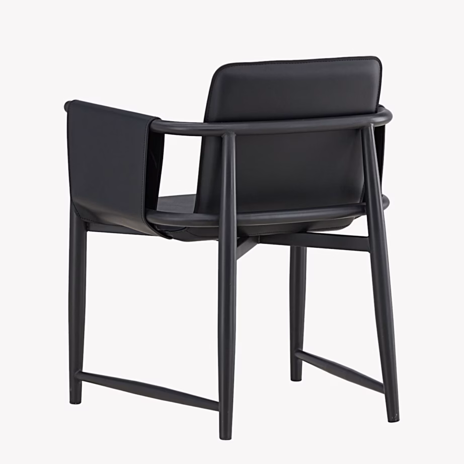 Mustast kunstnahast metallraamiga käetugedega söögitool Bjäre, 63366-100 – 6