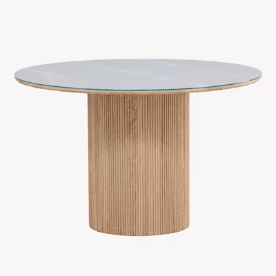 Ümmargune klaasist söögilaud Härön soonilise jalaga, ø120 cm - 63377-102