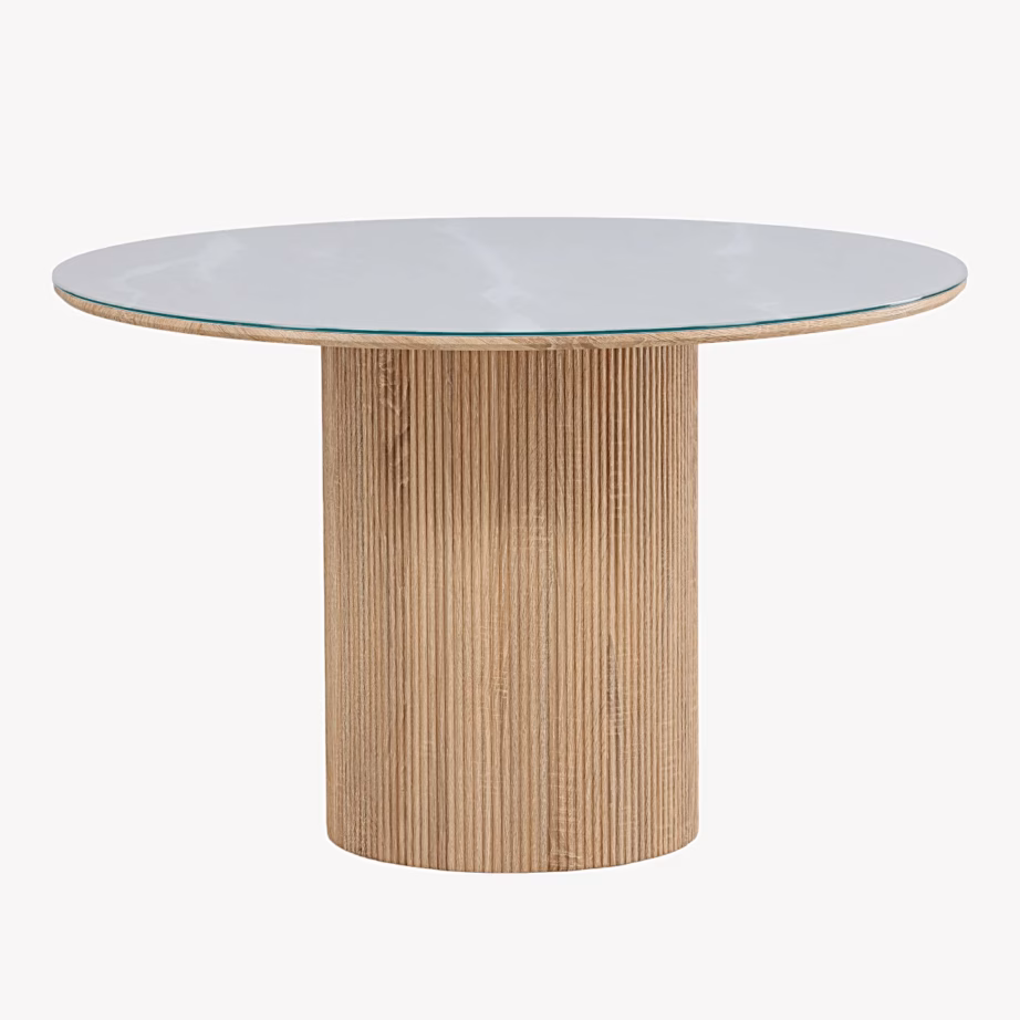 Ümmargune klaasist söögilaud Härön soonilise jalaga, ø120 cm, 63377-102 – 2