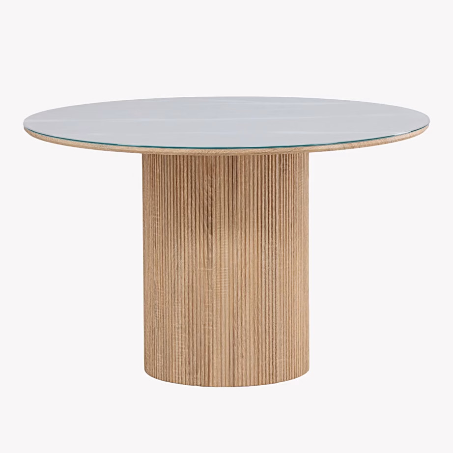 Ümmargune klaasist söögilaud Härön soonilise jalaga, ø120 cm, 63377-102 – 5