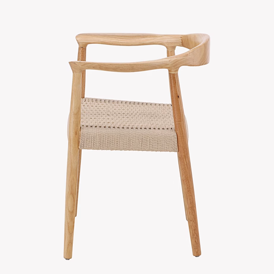 Lovön söögitool valge peitsiga kummipuit, beež punutis, 63378-102 – 4