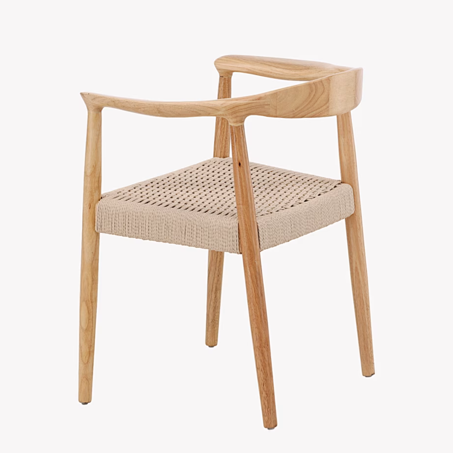 Lovön söögitool valge peitsiga kummipuit, beež punutis, 63378-102 – 5