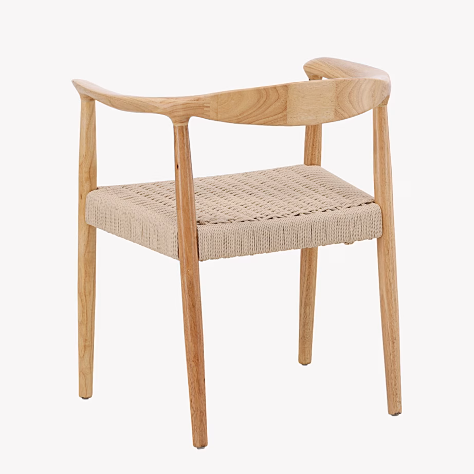 Lovön söögitool valge peitsiga kummipuit, beež punutis, 63378-102 – 6