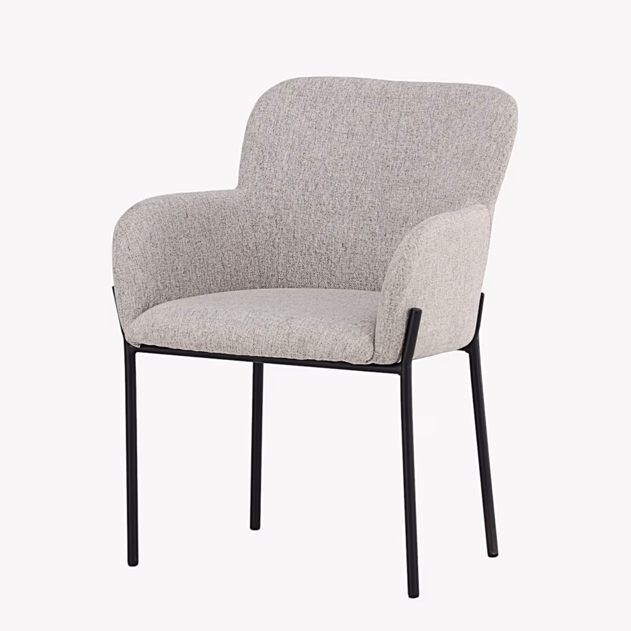 Vätö söögitool beeži kangaga, must metallraam, 63381-102 – 2