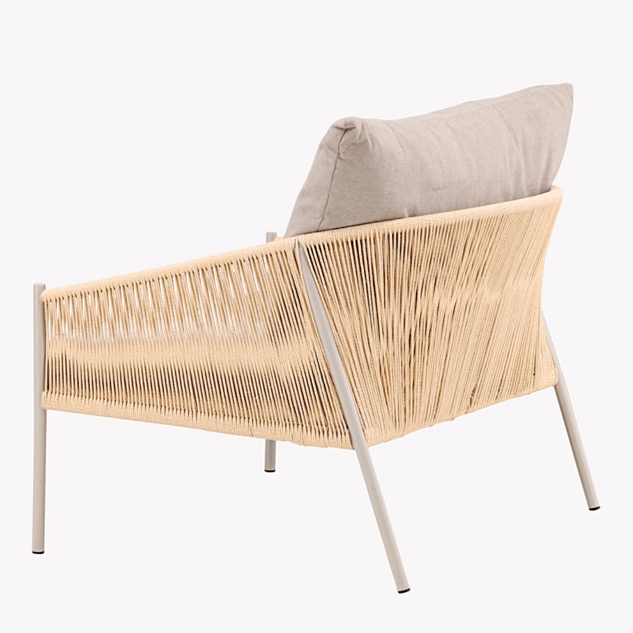 Beež lounge-tugitool Louie terasraami ja nöördetailidega, 63384-102 – 5