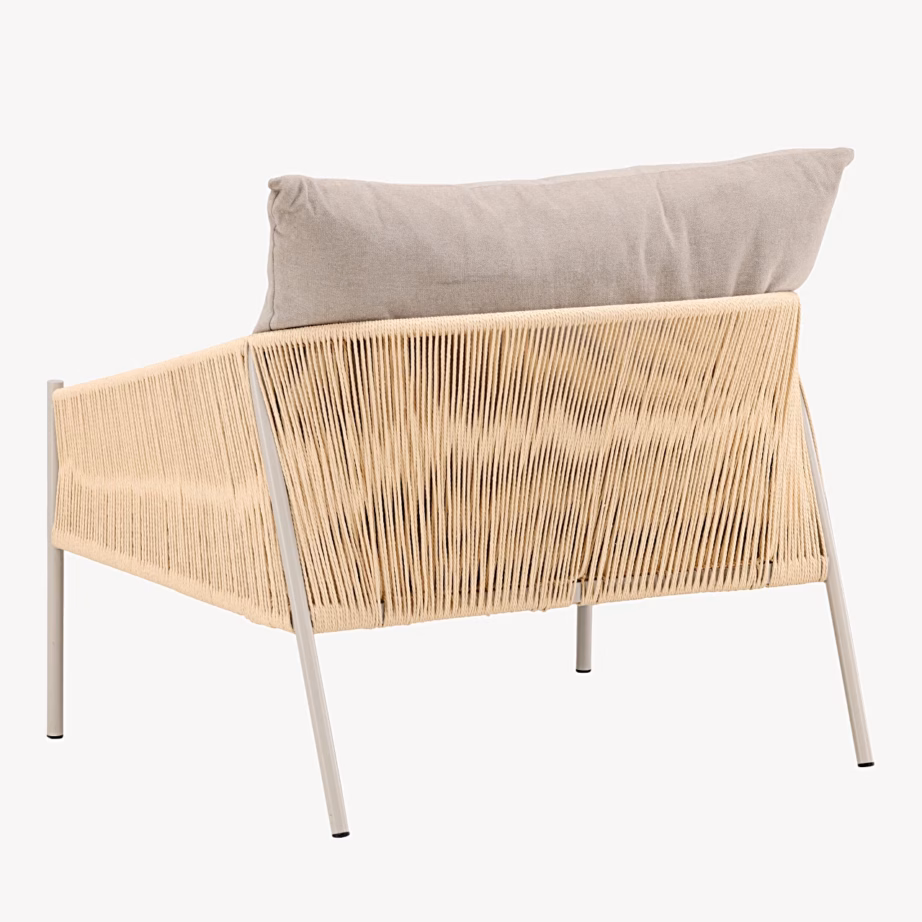 Beež lounge-tugitool Louie terasraami ja nöördetailidega, 63384-102 – 6