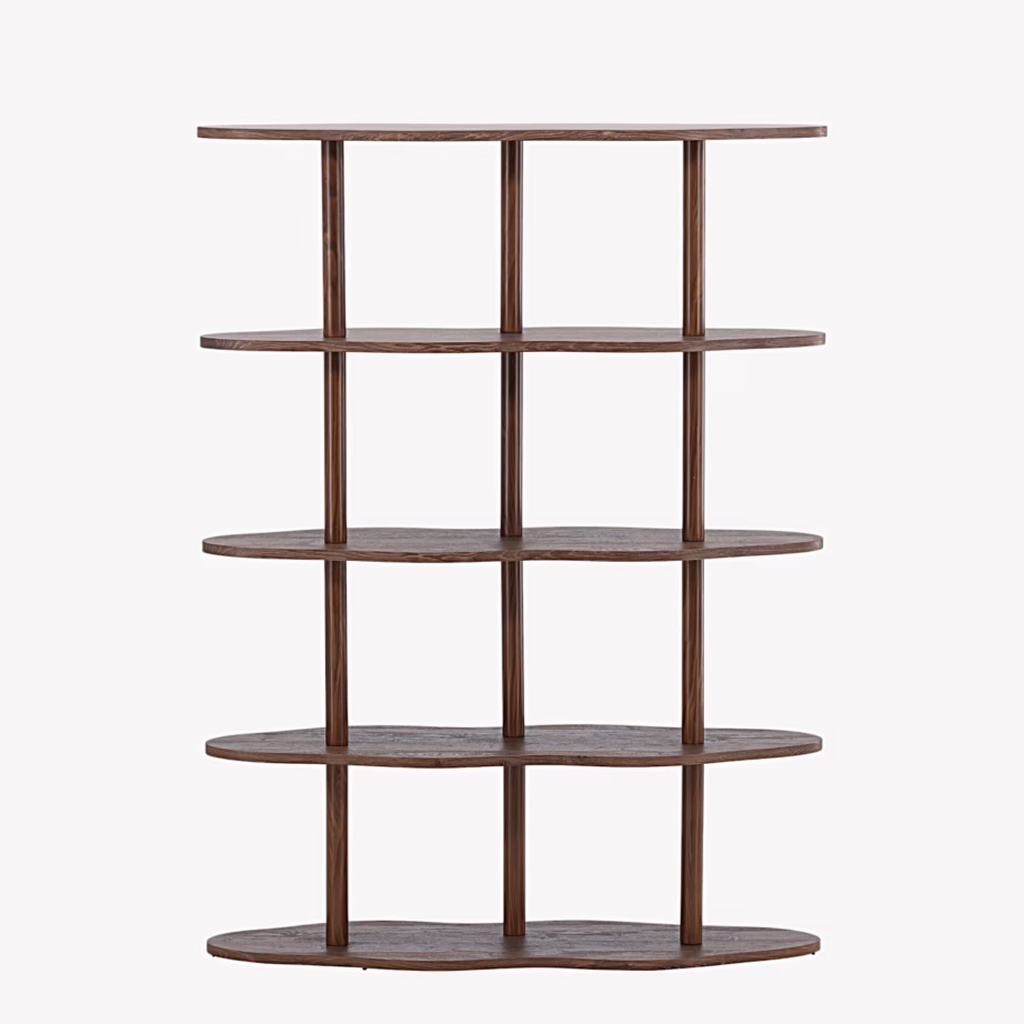 Moln laineliste riiulitega raamaturiiul, moka MDF 105x30x140 cm, 63385-444