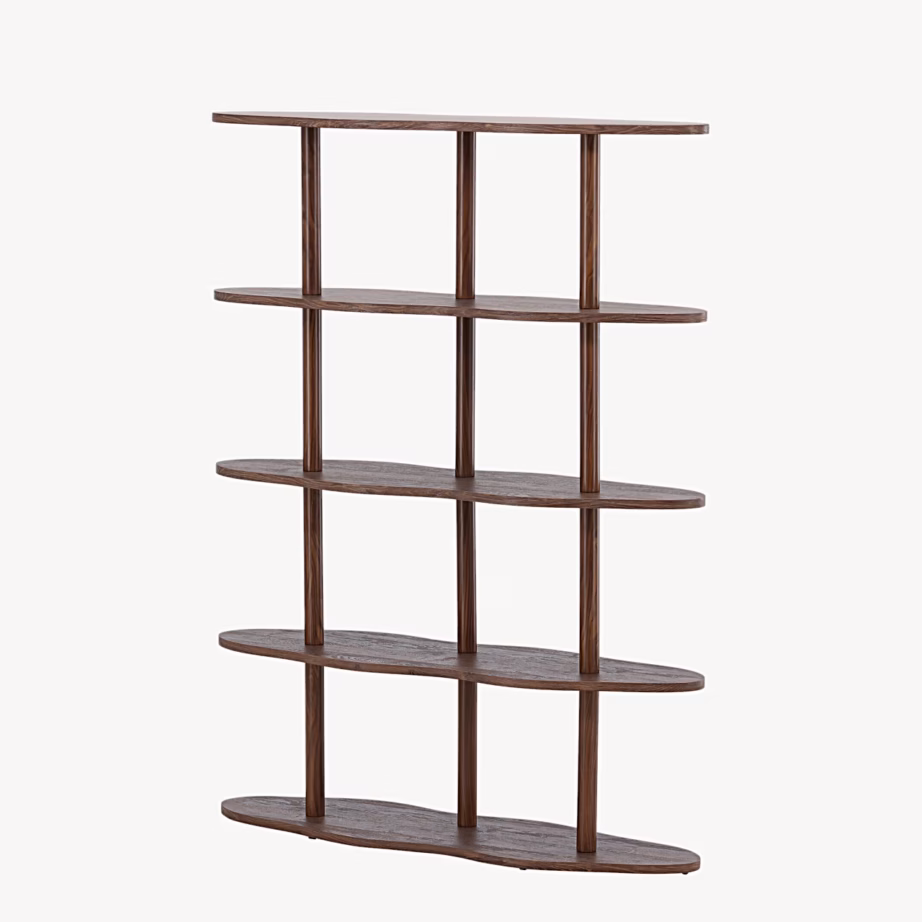 Moln laineliste riiulitega raamaturiiul, moka MDF 105x30x140 cm, 63385-444 – 2