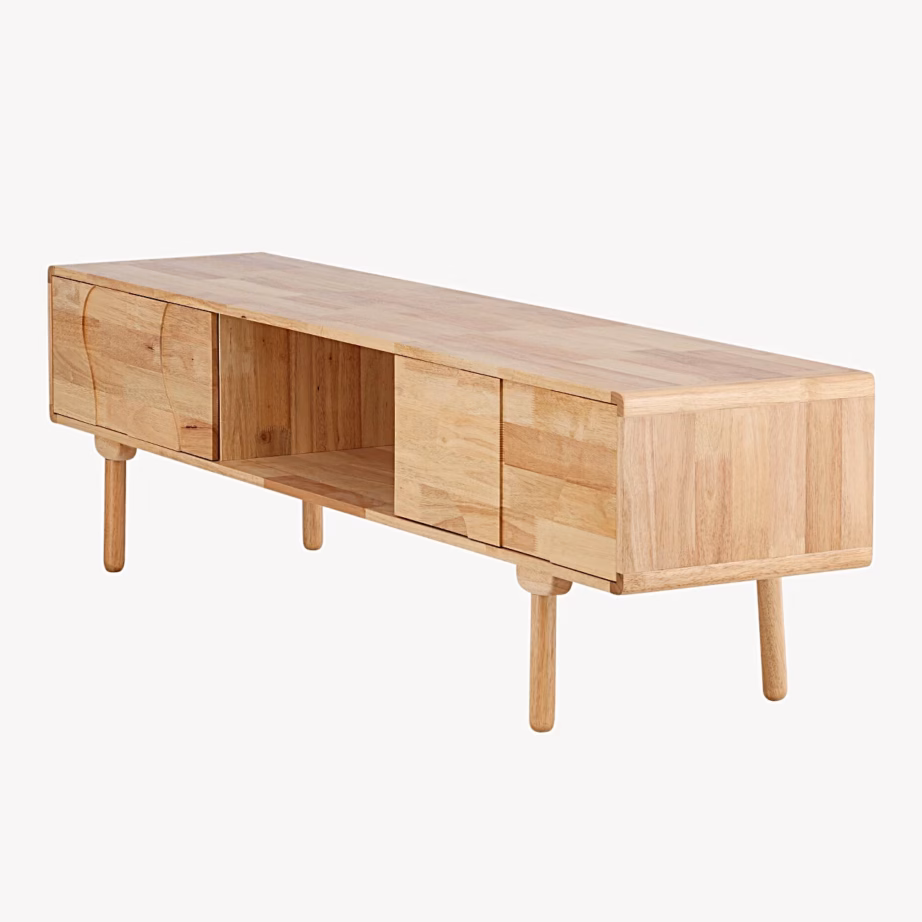 Madal kummipuidust TV-alus Skärhamn, looduslik, 200 cm, 63399-170 – 3