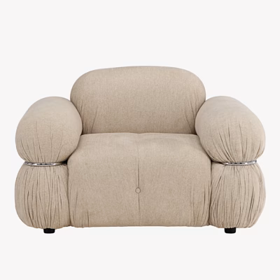 Beež polsterdatud lounge-tugitool Mika hõbedaste detailidega - 63408-222