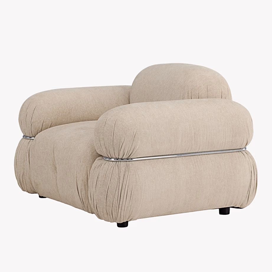 Beež polsterdatud lounge-tugitool Mika hõbedaste detailidega, 63408-222 – 3