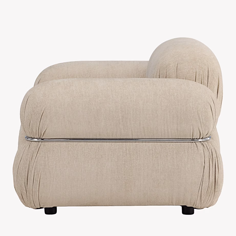 Beež polsterdatud lounge-tugitool Mika hõbedaste detailidega, 63408-222 – 4