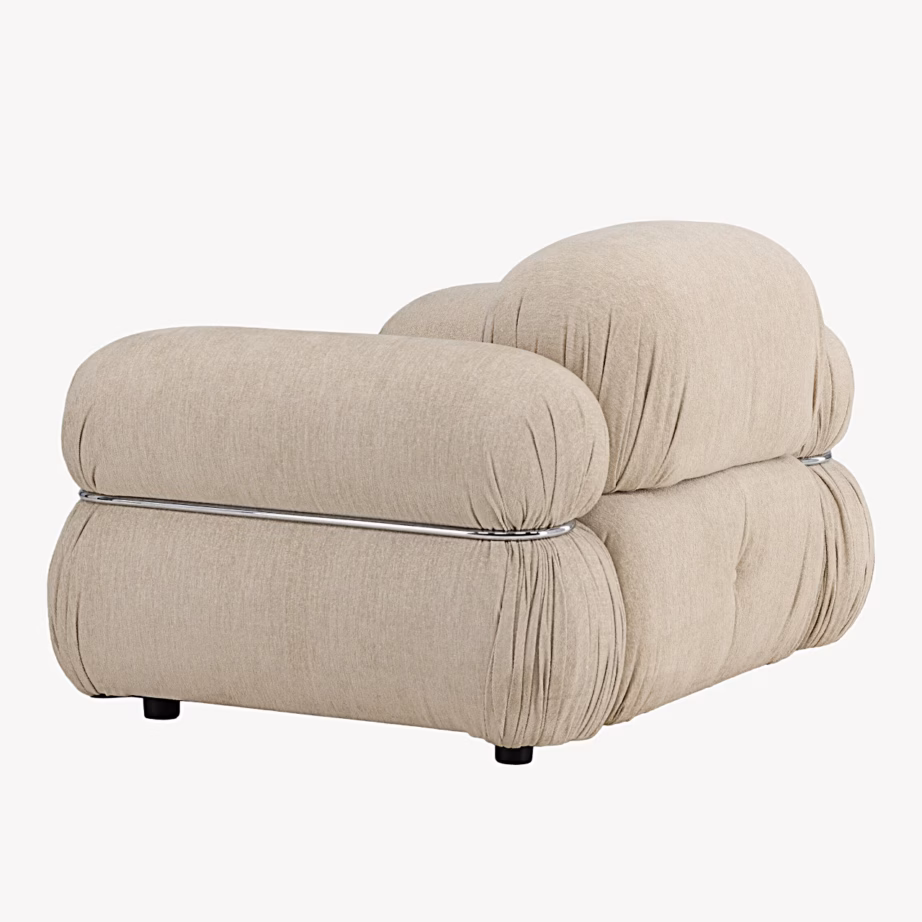 Beež polsterdatud lounge-tugitool Mika hõbedaste detailidega, 63408-222 – 5