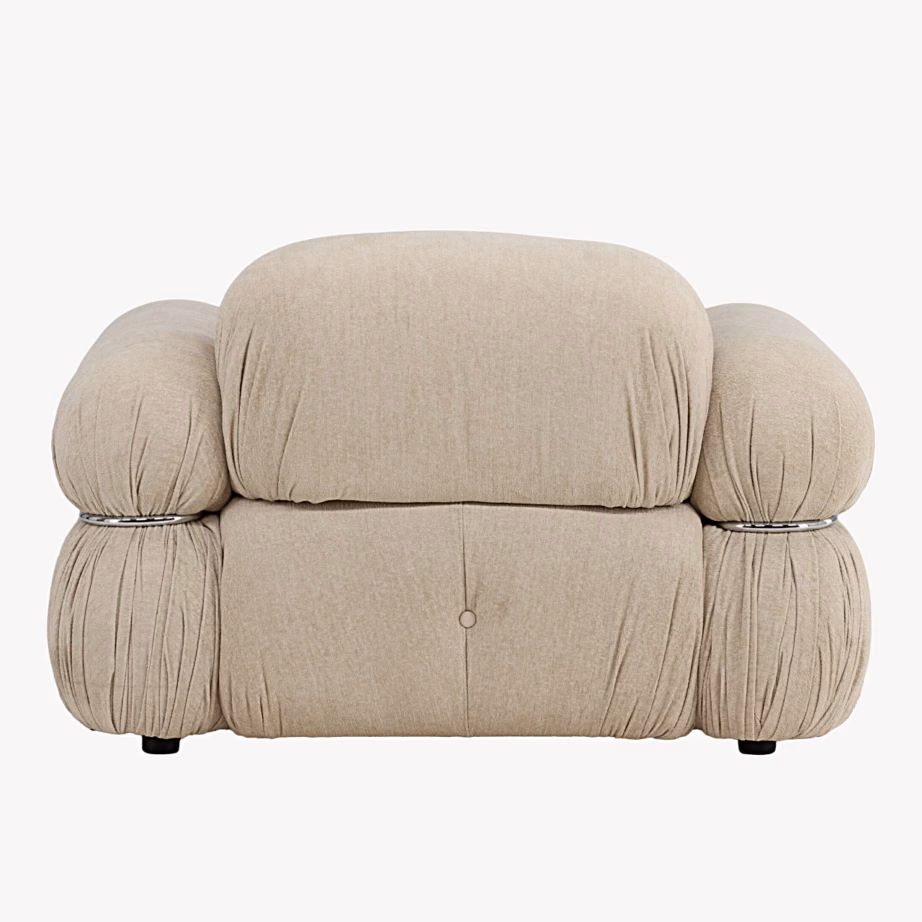 Beež polsterdatud lounge-tugitool Mika hõbedaste detailidega, 63408-222 – 7