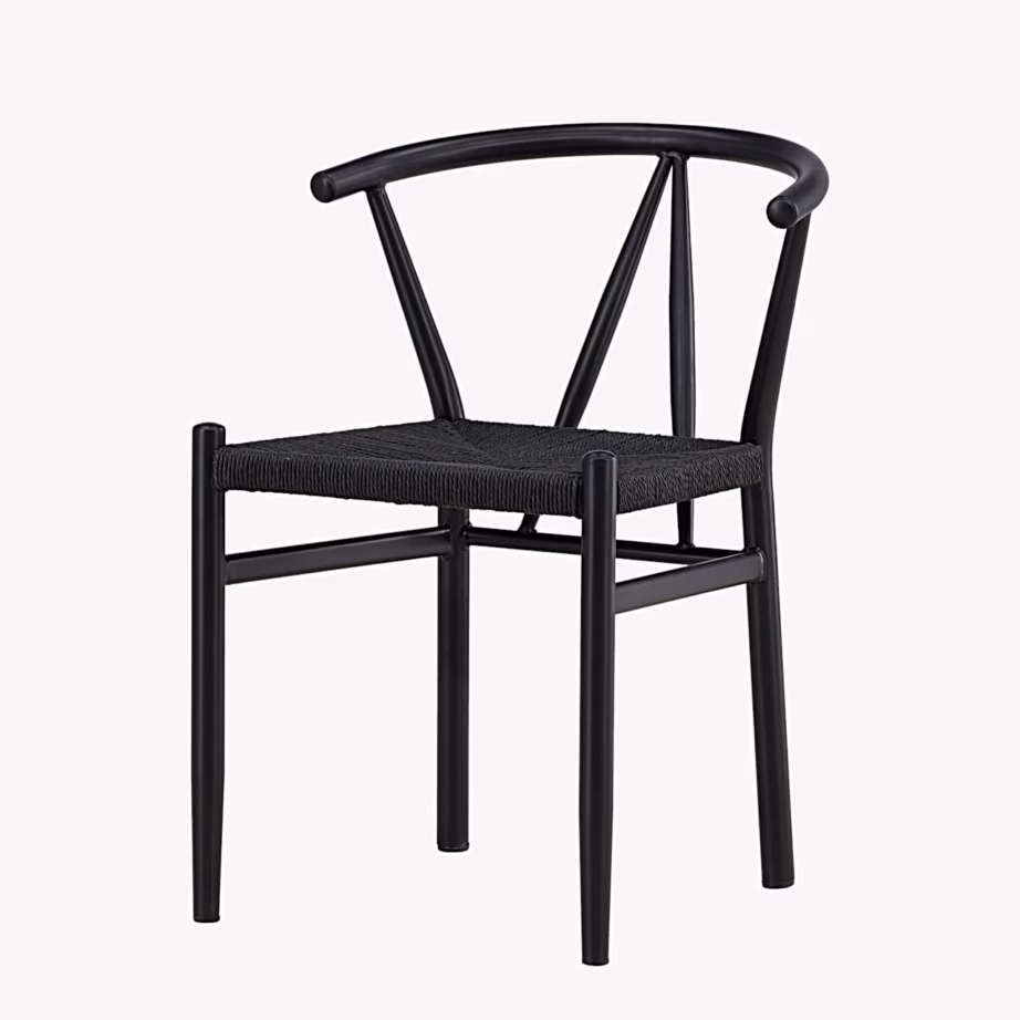 Söögitool Alfons – must teras ja must punutud iste, 63420-100 – 2