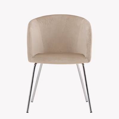 Beež sametist söögitool Berit kroomitud terasjalgadel - 63421-102