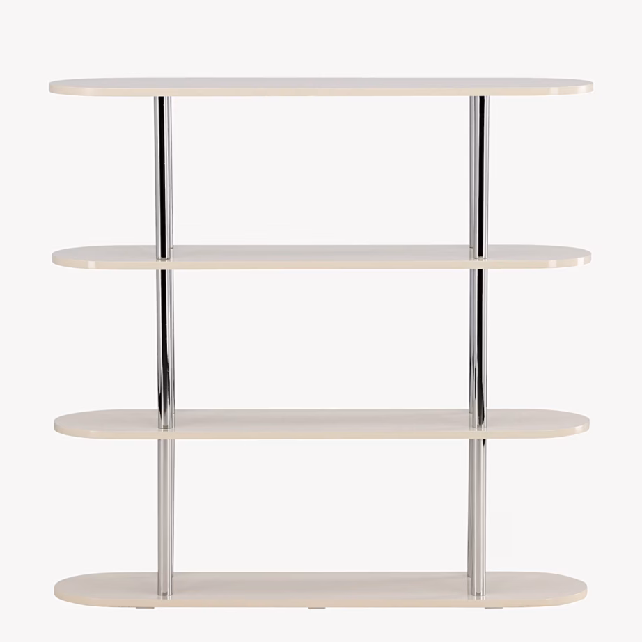 Zino põrandariiul valge MDF, hõbedased jalad 120x30x116 cm, 63424-333