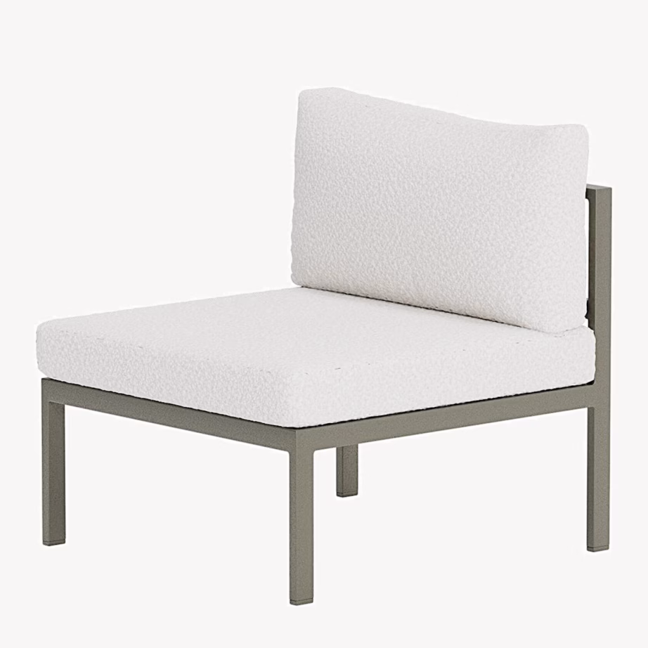 Copacabana aiadiivani keskmoodul pruun alumiinium, valge buklee, 9384-500 – 3