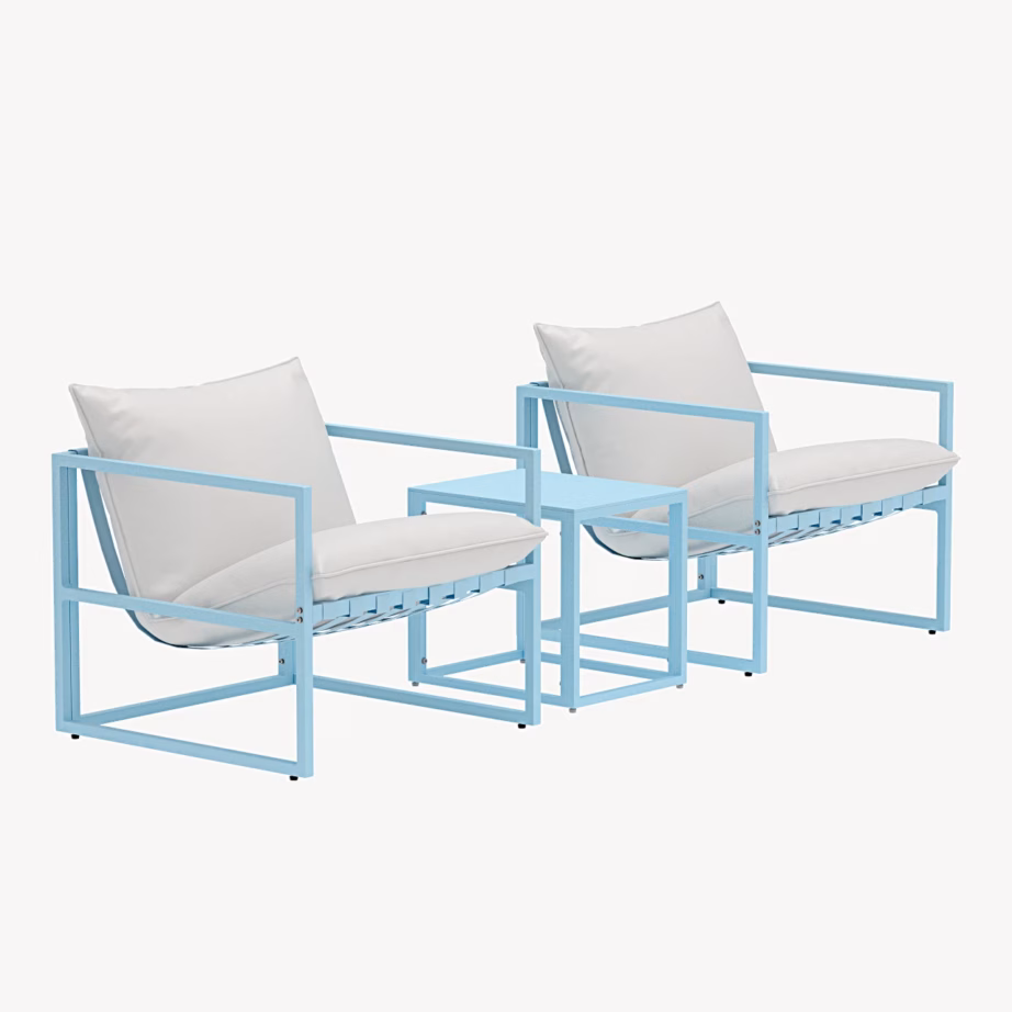 Messina helesinine õuelounge-komplekt kahe tugitooli ja lauaga, 9785-555 – 2