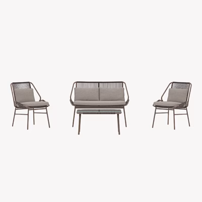 Aiadiivani komplekt Zakynthos, pruun raam ja beežid padjad - 9876-103