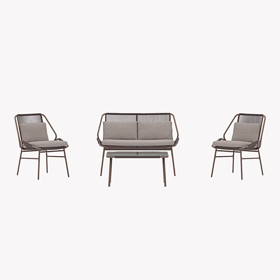 Aiadiivani komplekt Zakynthos, pruun raam ja beežid padjad, 9876-103