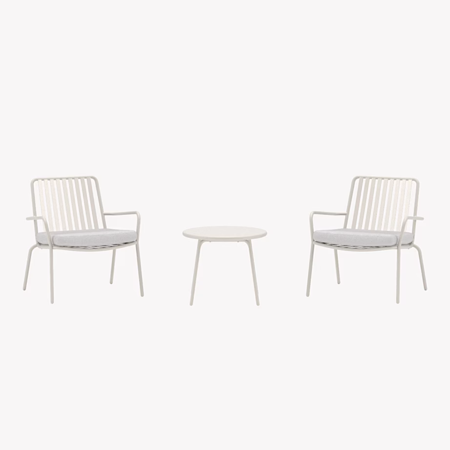 Mykonos beež terassimööbli lounge-komplekt, 2 tugitooli ja laud, 9878-222