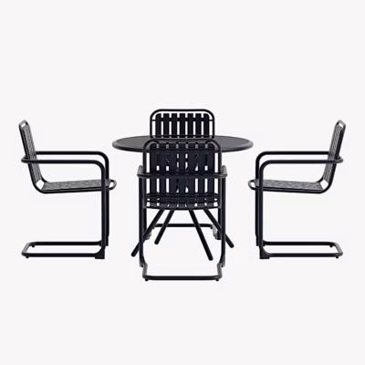 Chios must ümmargune aiasöögikomplekt 4 tooliga - 9891-100