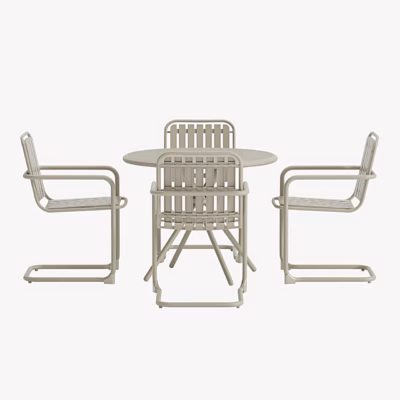 Chios beež ümmargune aiasöögikomplekt klaaslauaga, 4 tooli - 9891-222