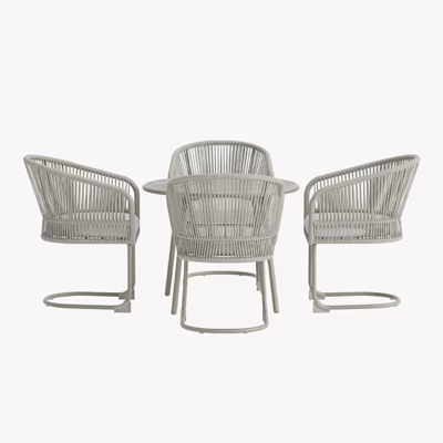 Ümmargune aiasöögikomplekt Tilos, helehall/beež, 4 tooliga - 9892-300