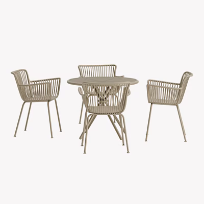 Sifnos ümmargune aiatoakomplekt, 4 tooli, beež - 9893-222