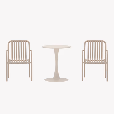 Beež aiakohviku komplekt Limnos, laud ja 2 tooli - 9895-222