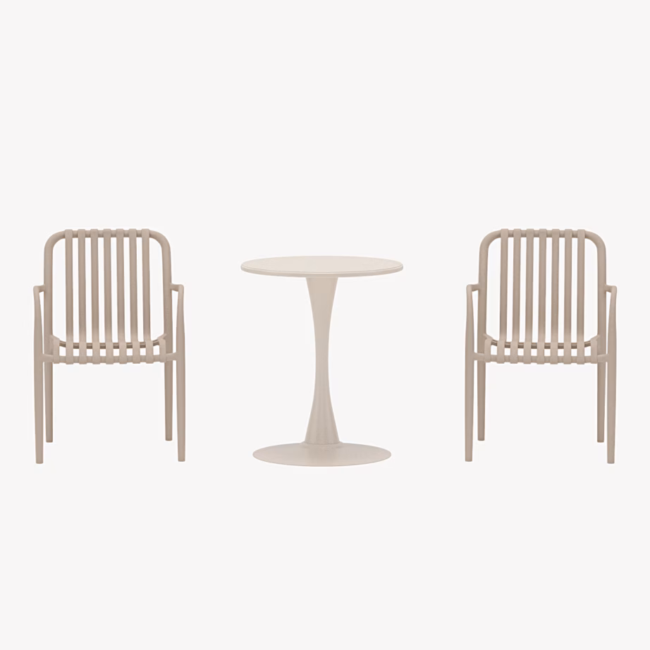 Beež aiakohviku komplekt Limnos, laud ja 2 tooli, 9895-222