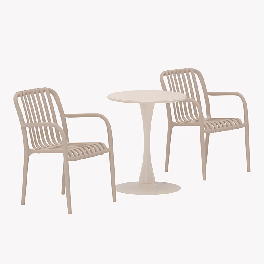 Beež aiakohviku komplekt Limnos, laud ja 2 tooli, 9895-222 – 2