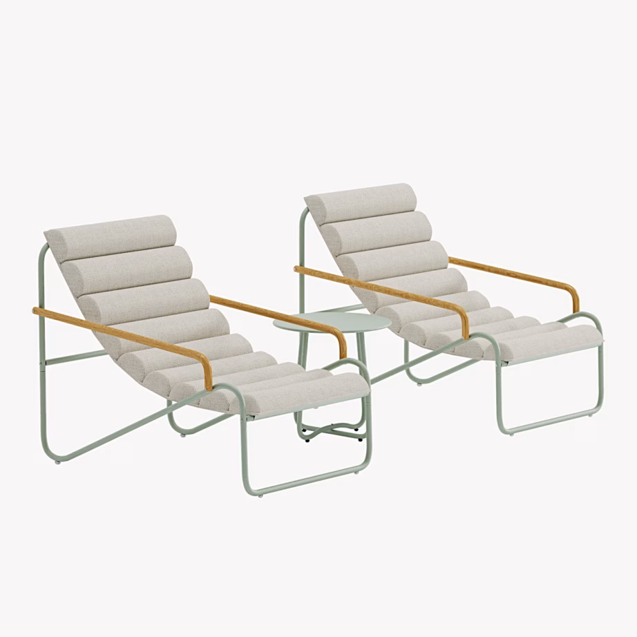 Ithaka aialounge komplekt 2 tugitooli ja laud, roheline/beež, 9896-666 – 2