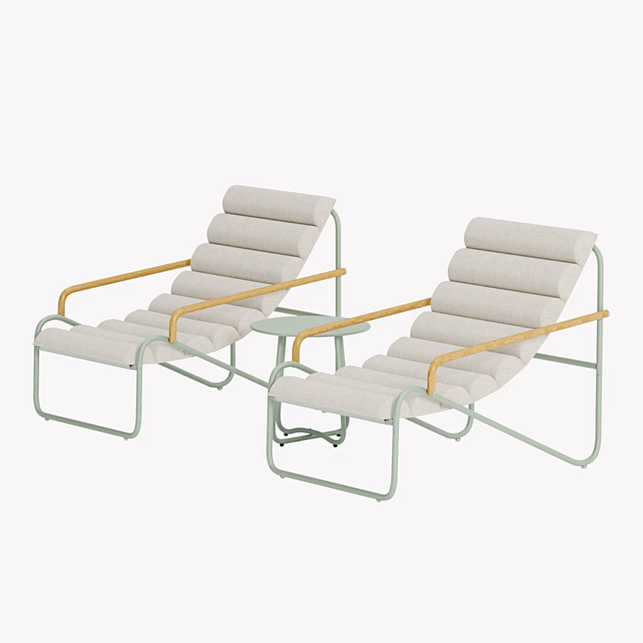 Ithaka aialounge komplekt 2 tugitooli ja laud, roheline/beež, 9896-666 – 3