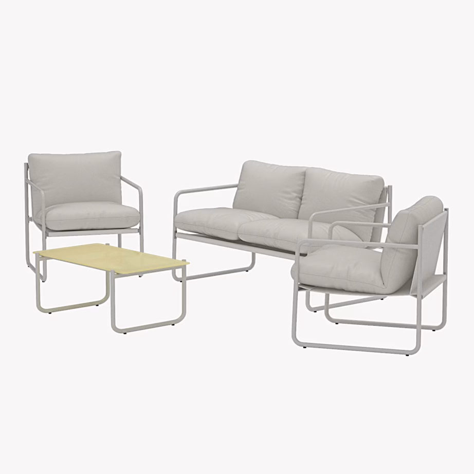 Thassos beež aiamööblikomplekt diivani, tugitoolide ja lauaga, 9904-222 – 3