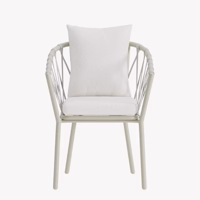 Beež terasest väliksöögitool Linos valgete patjadega - 9911-200