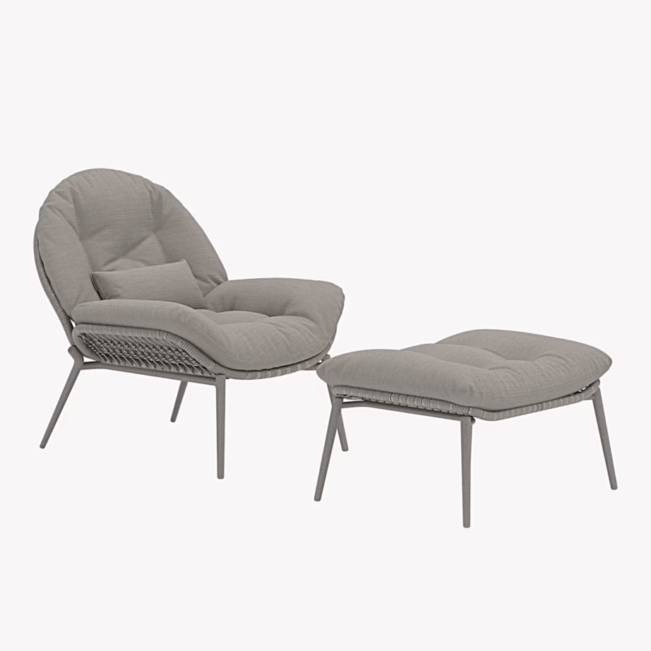 Õuemööbli puhketool patjade ja jalatoega Cala, beež, 9921-222 – 2