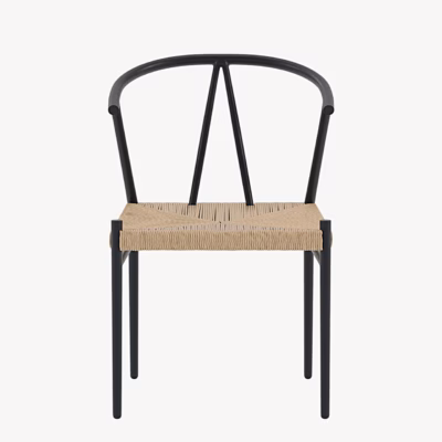 Alfons söögitool musta terasraami ja rotangist istmega, 9922-100