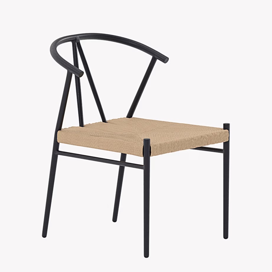 Alfons söögitool musta terasraami ja rotangist istmega, 9922-100 – 2