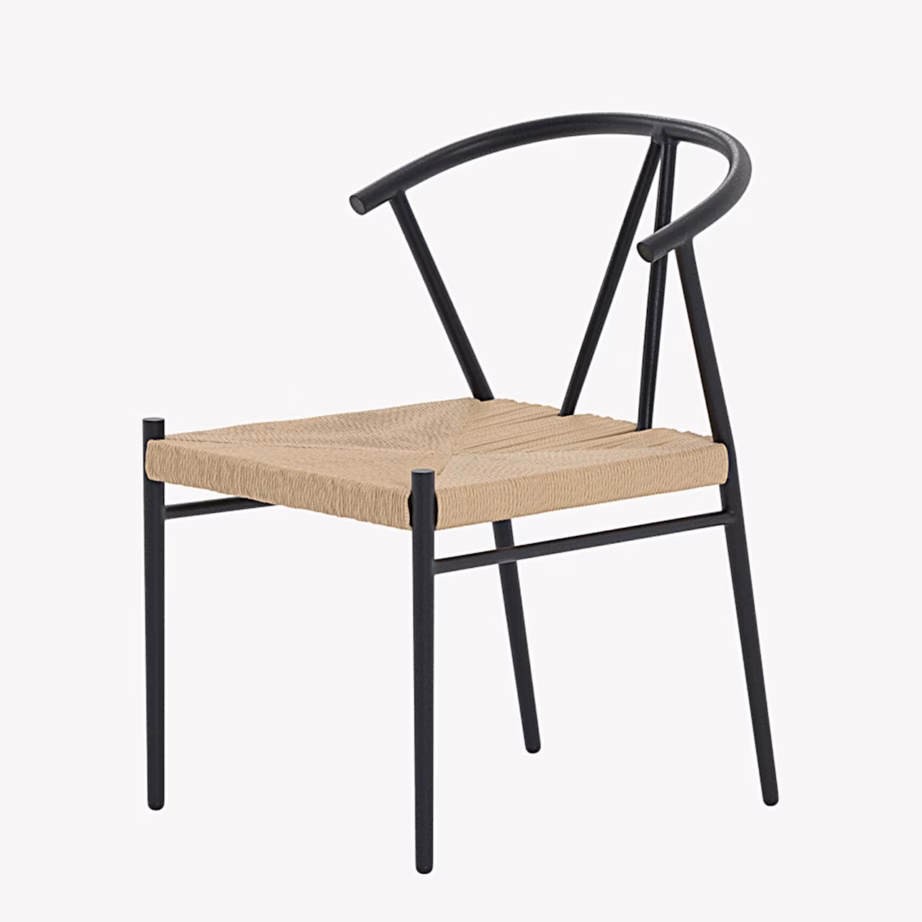 Alfons söögitool musta terasraami ja rotangist istmega, 9922-100 – 3