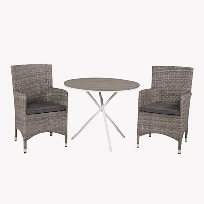 Parma ümmargune aiasöögikomplekt halli lauaga ja punutud toolidega - GR18336