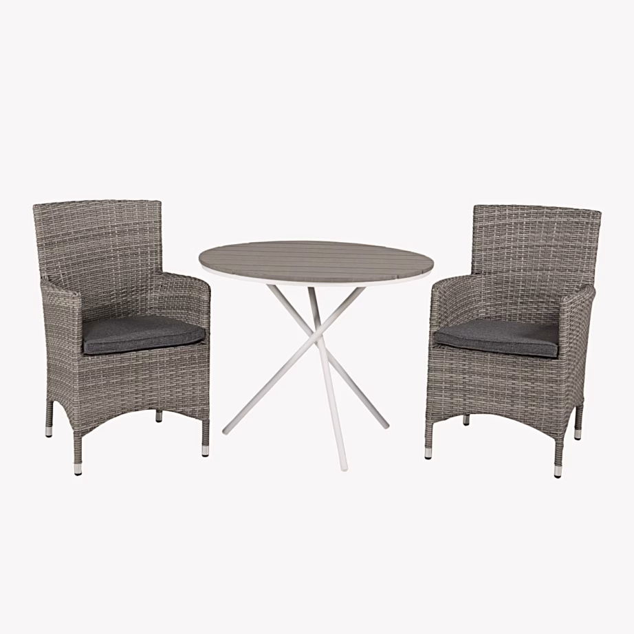 Parma ümmargune aiasöögikomplekt halli lauaga ja punutud toolidega, GR18336