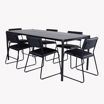 Must söögikomplekt Pelle laud 190x90 ja 6 Kenth tooli - GR22323