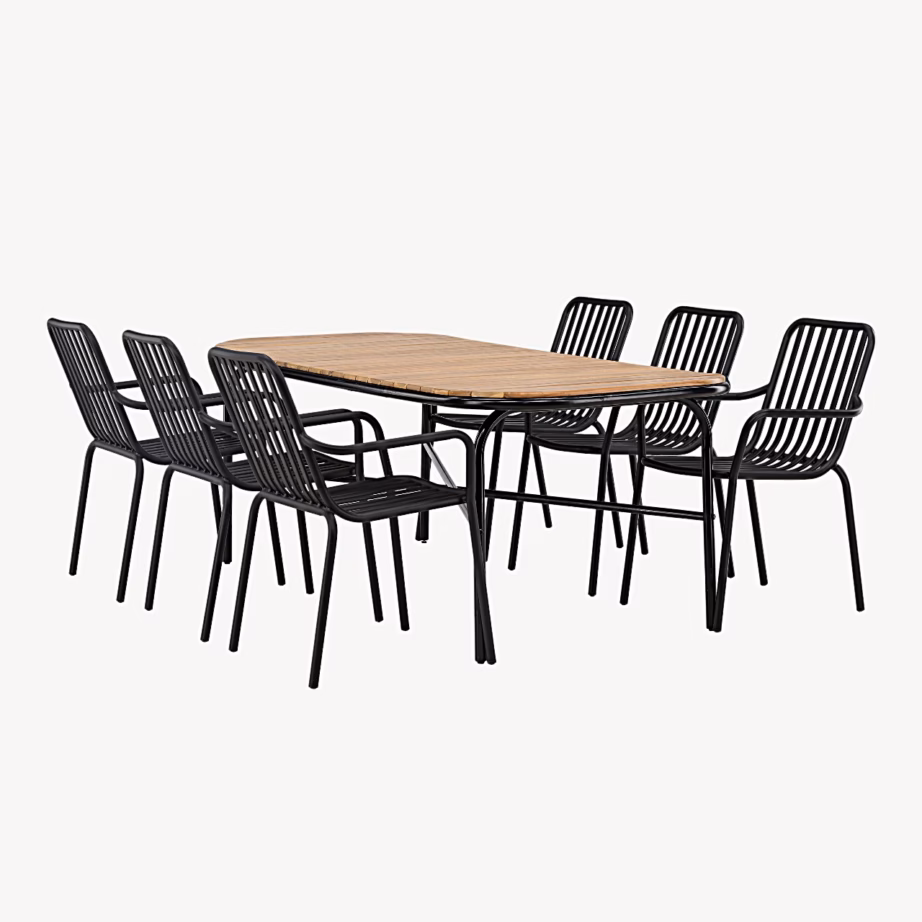 Holmbeck ja Peking akaatsiapuidust aiasöögikomplekt 6 tooliga, GR23391 – 3